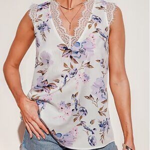 NWT CupShe Floral Top With Lace
